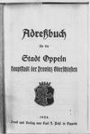 [Adreßbuch für die Stadt Oppeln, Hauptstadt der Provinz Oberschlesien]