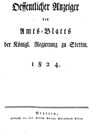 Titelei Amtsblatt der Preußischen Regierung in Stettin / Öffentlicher Anzeiger 1824