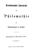 [Jahresbericht der Philomathie zu Reichenbach in Schlesien]