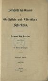 [Zeitschrift des Vereins für Geschichte und Alterthum Schlesiens]