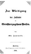 Zur Würdigung der Zustände im Großherzogthum Posen