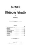 Katalog der Bibliothek der Philomathie zu Brieg