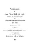 [Kurze Geschichte der Elbinger Alterthumsgesellschaft (1873 - 1898)]