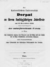 [Der Kaiserlichen Universität Dorpat zu ihrem funfzigjährigen Jubelfeste am 12. December 1852 widmet hochachtungsvoll der Naturforschende Verein zu Riga eine chemische Analyse des Wassers aus der ...]