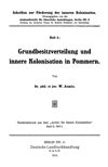 Grundbesitzverteilung und innere Kolonisation in Pommern
