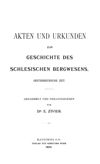 Akten und Urkunden zur Geschichte des schlesischen Bergwesens