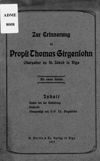 Zur Erinnerung an Propst Thomas Girgensohn, Oberpastor zu St. Jakob in Riga