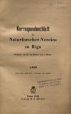 [Korrespondenzblatt des Naturforscher-Vereins zu Riga]