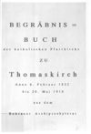 Begräbnisbuch der katholischen Pfarrkirche zu Thomaskirch