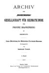 [Archiv der Brandenburgia, Gesellschaft für Heimatkunde der Provinz Brandenburg zu Berlin]