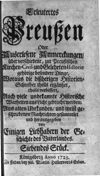 [Erleutertes Preussen oder Auserlesene Anmerckungen ueber verschiedene zur Preussischen Kirchen-, Civil- und Gelehrten-Historie gehörige besondere Dinge, woraus die bißherigen Historien-Schreiber theils ergäntzet, theils verbessert, auch viele unbekannte Historische Warheiten ans Licht gebracht werden]