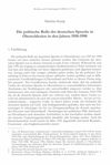 Matthias Kneip: Die politische Rolle der deutschen Sprache in Oberschlesien in den Jahren 1950-1990