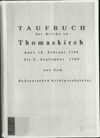 Taufbuch der Kirche zu Thomaskirch